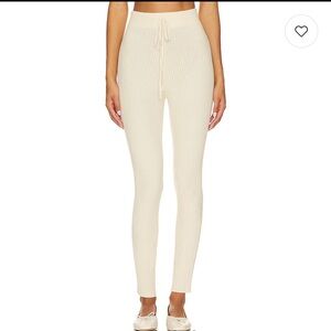 Varley Woman Small Cream Mocado Ribbed Knit Leggings / Skinny Jogger